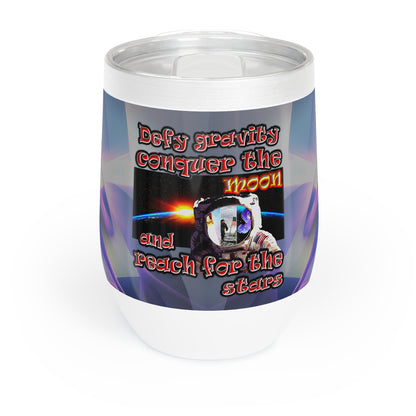 defy conquer reach - Chill Wine Tumbler (grey-pink wave)