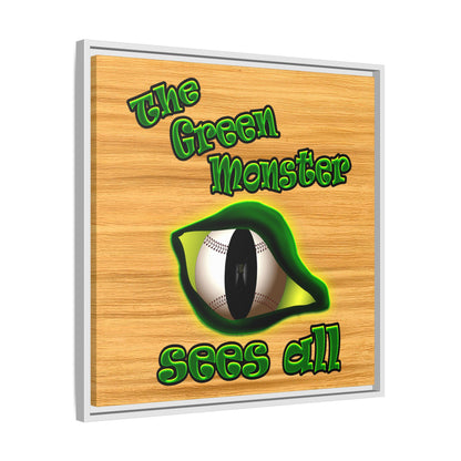 green monster - framed canvas art (butterscotch wood finish)