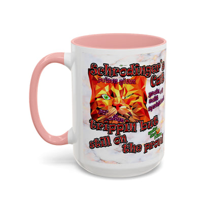 schrodinger's cat - Accent Mug (white marble)