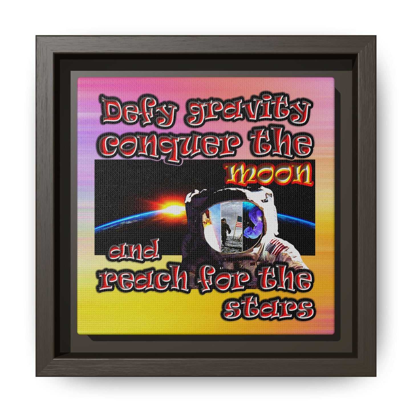 defy conquer reach - framed canvas art (color blur)