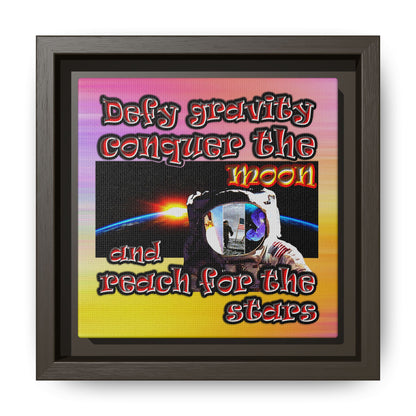 defy conquer reach - framed canvas art (color blur)