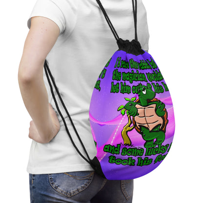 turtle race - Drawstring Bag (purple-pink wave)