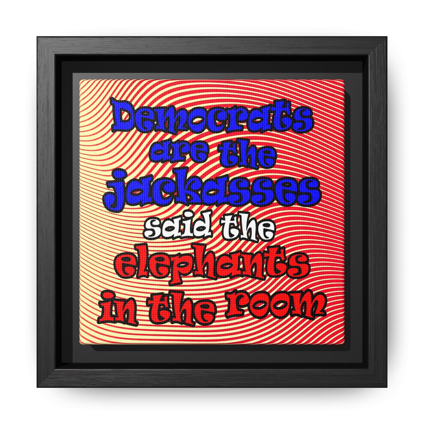 donkeys and elephants - framed canvas art (yellow-orange wave)