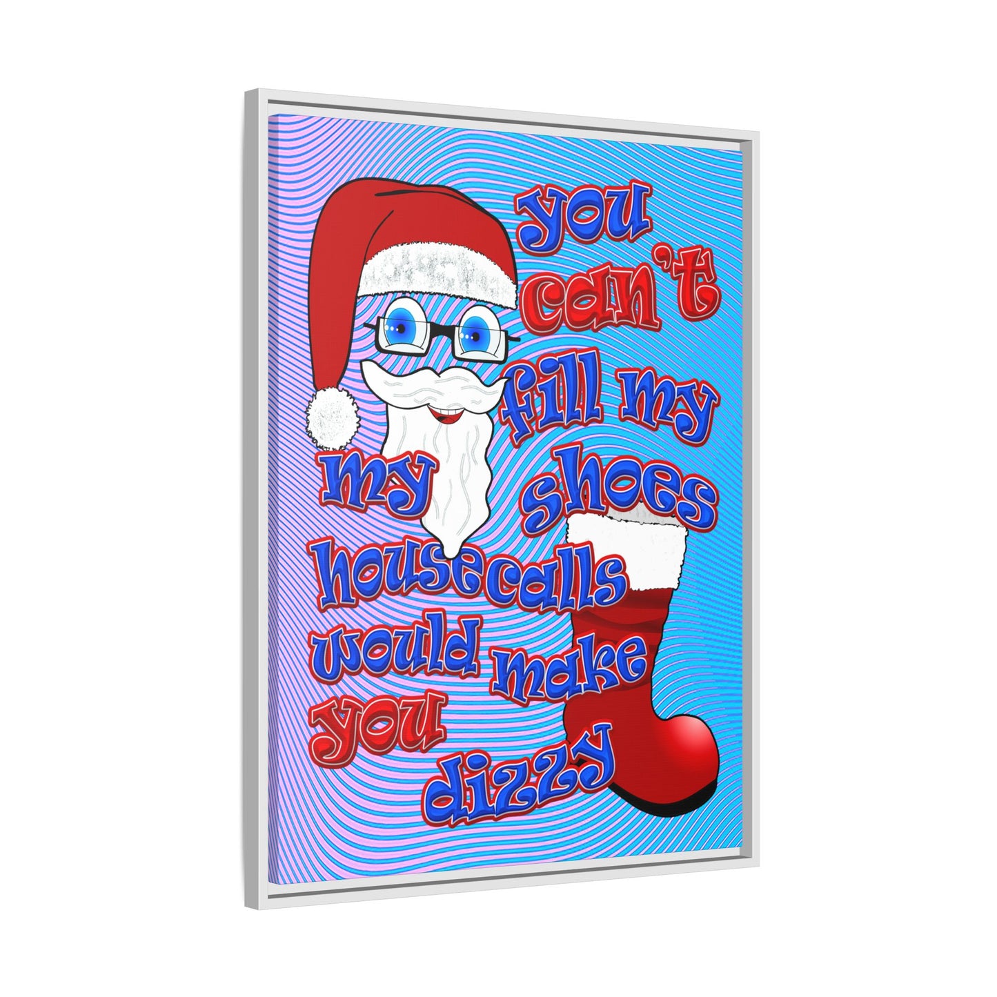 santa's shoes - framed canvas art (light blue-purple wave)