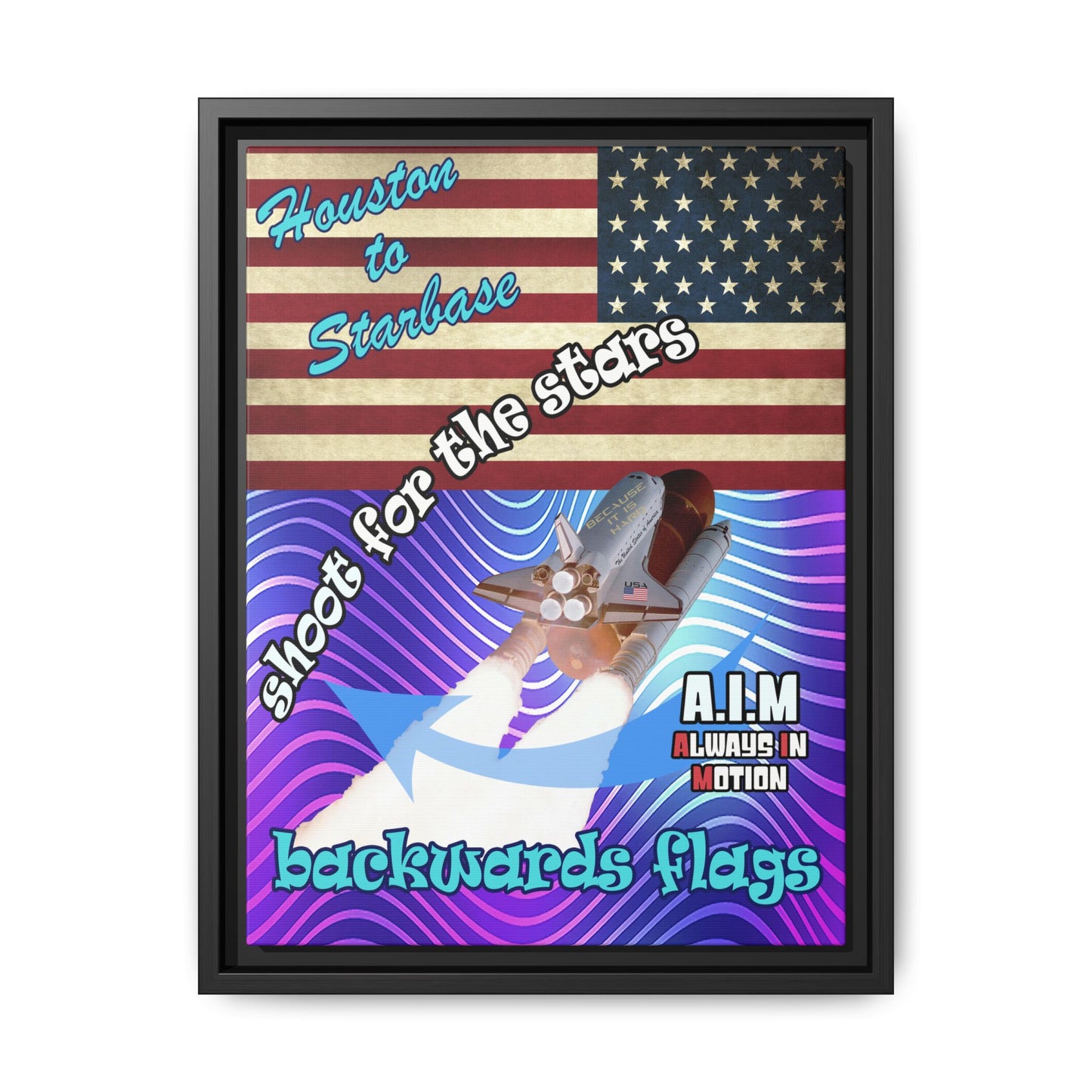 shoot for the stars - framed canvas art (purple wave)