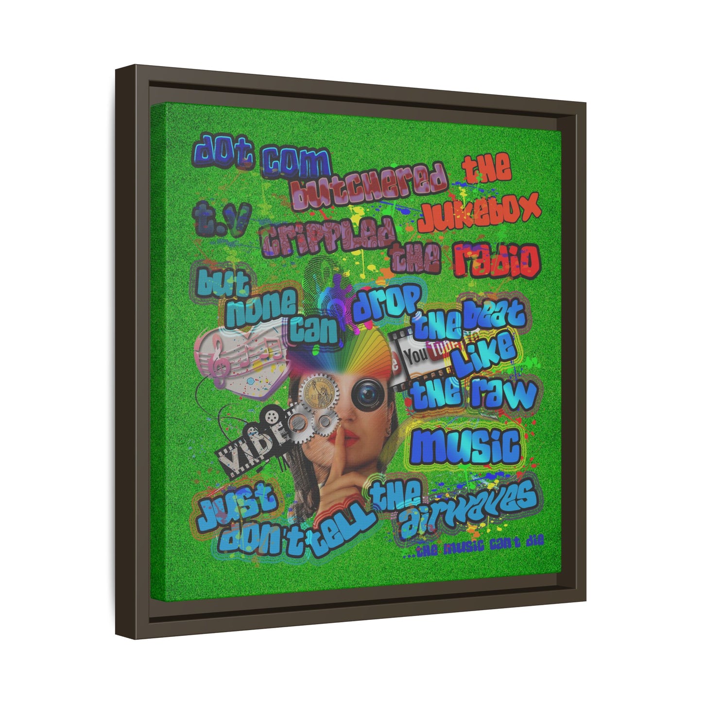 drop the beat - framed canvas art (green turf)
