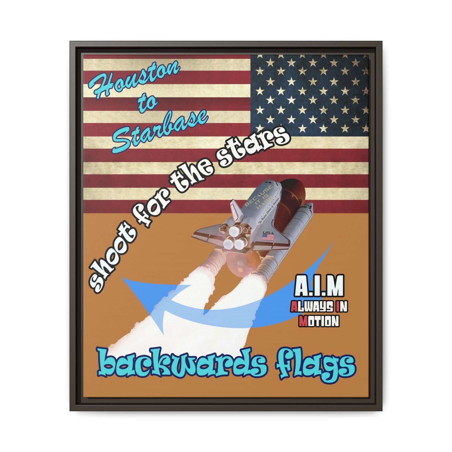 shoot for the stars - framed canvas art (light brown)