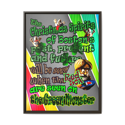 christmas spirits of boston - framed canvas art (rainbow split)