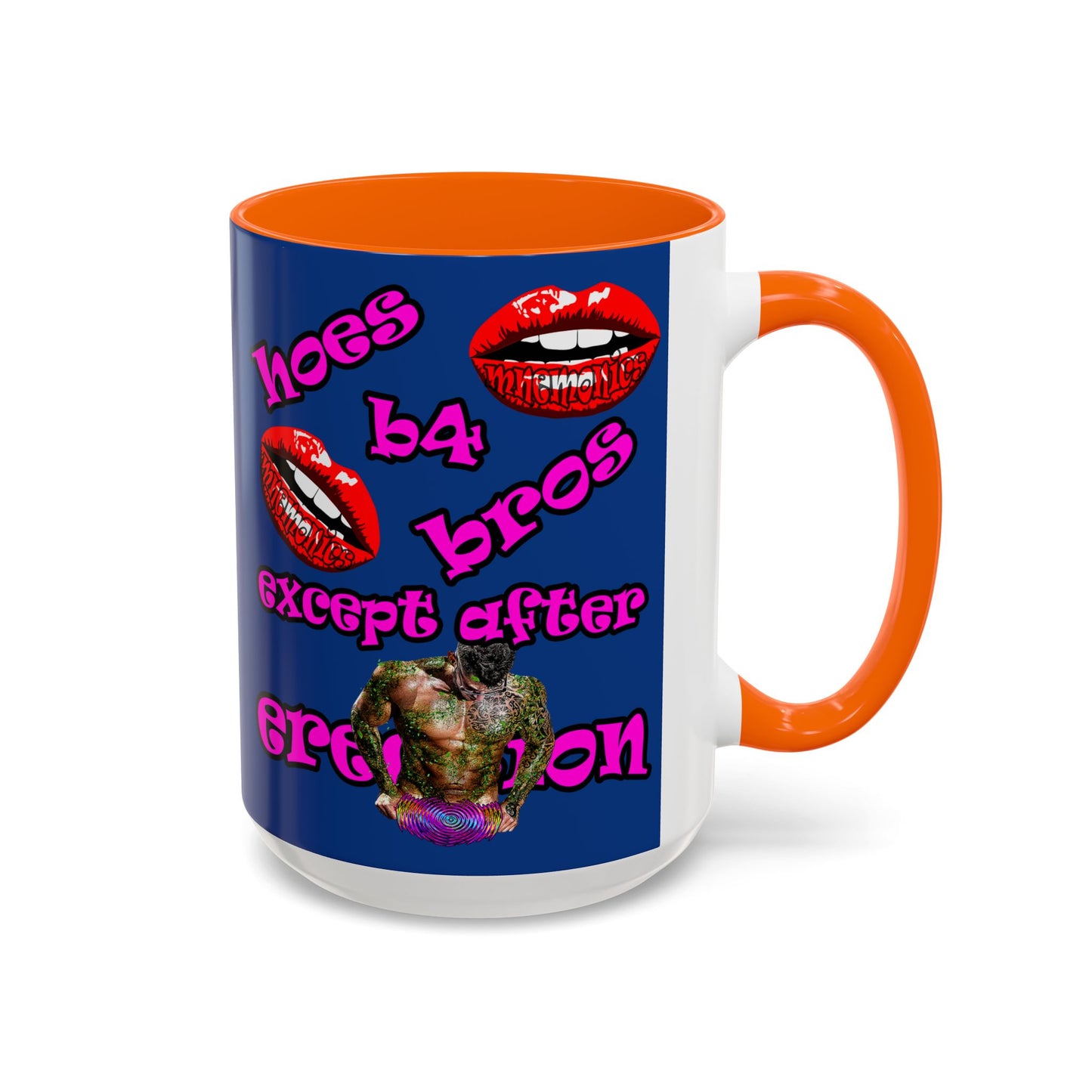hoes b4 bros - Accent Mug (dark blue)