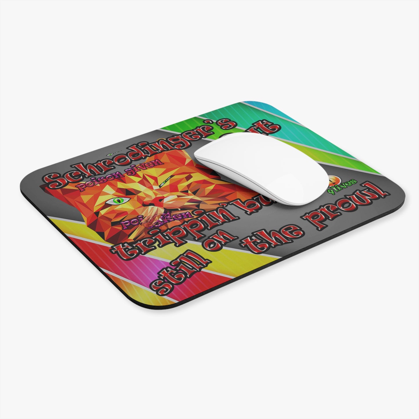 schrodinger's cat - Mouse Pad (Rectangle) (rainbow split)