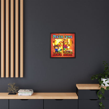 love peace - framed canvas art (burnt orange)