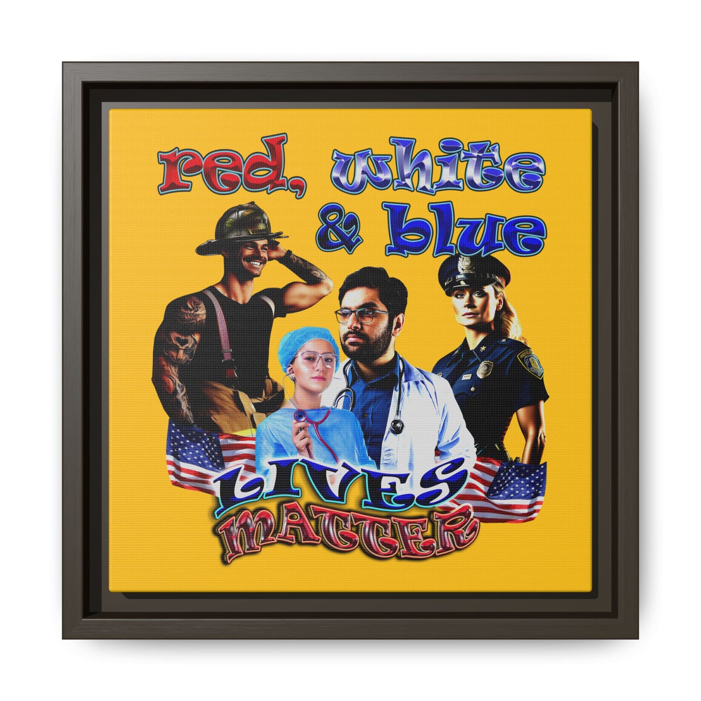 rw&b lives matter - framed canvas art (yellow)