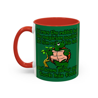 turtle race - Accent Mug (dark green)