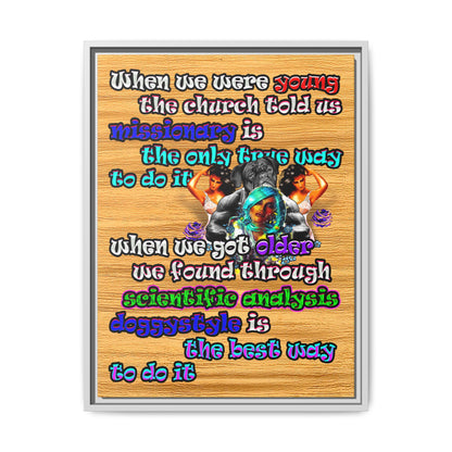 doggystyle - framed canvas art (butterscotch wood finish)
