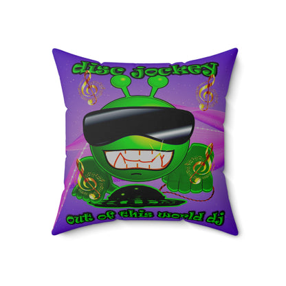 disc jockey - Spun Polyester Square Pillow - (purple-pink wave)