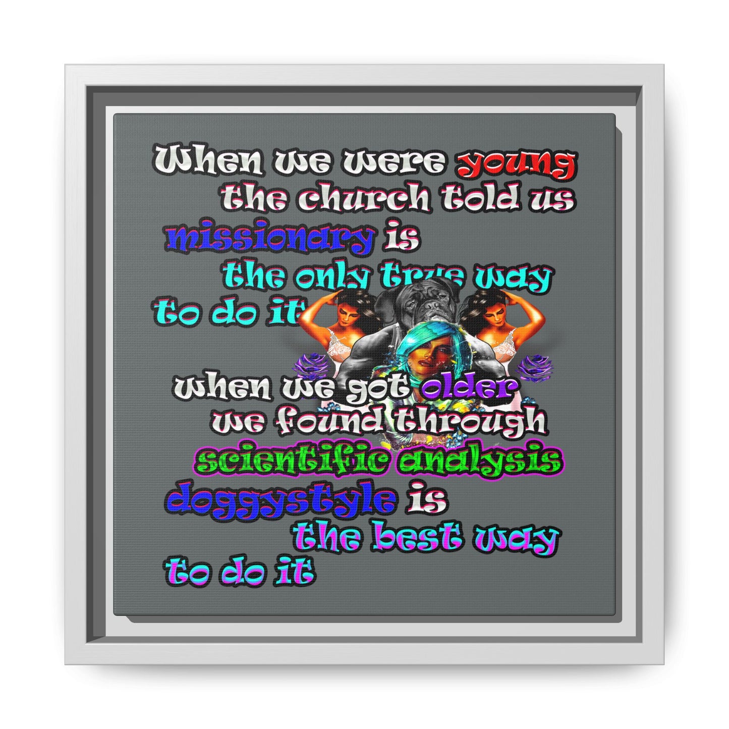 doggystyle - framed canvas art (dark grey)