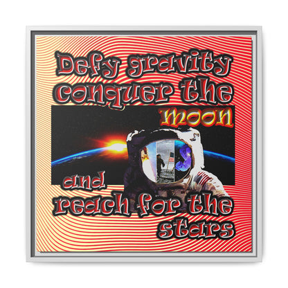 defy conquer reach - framed canvas art (yellow-orange wave)