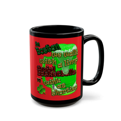 celtics logo - Black Mug (red)