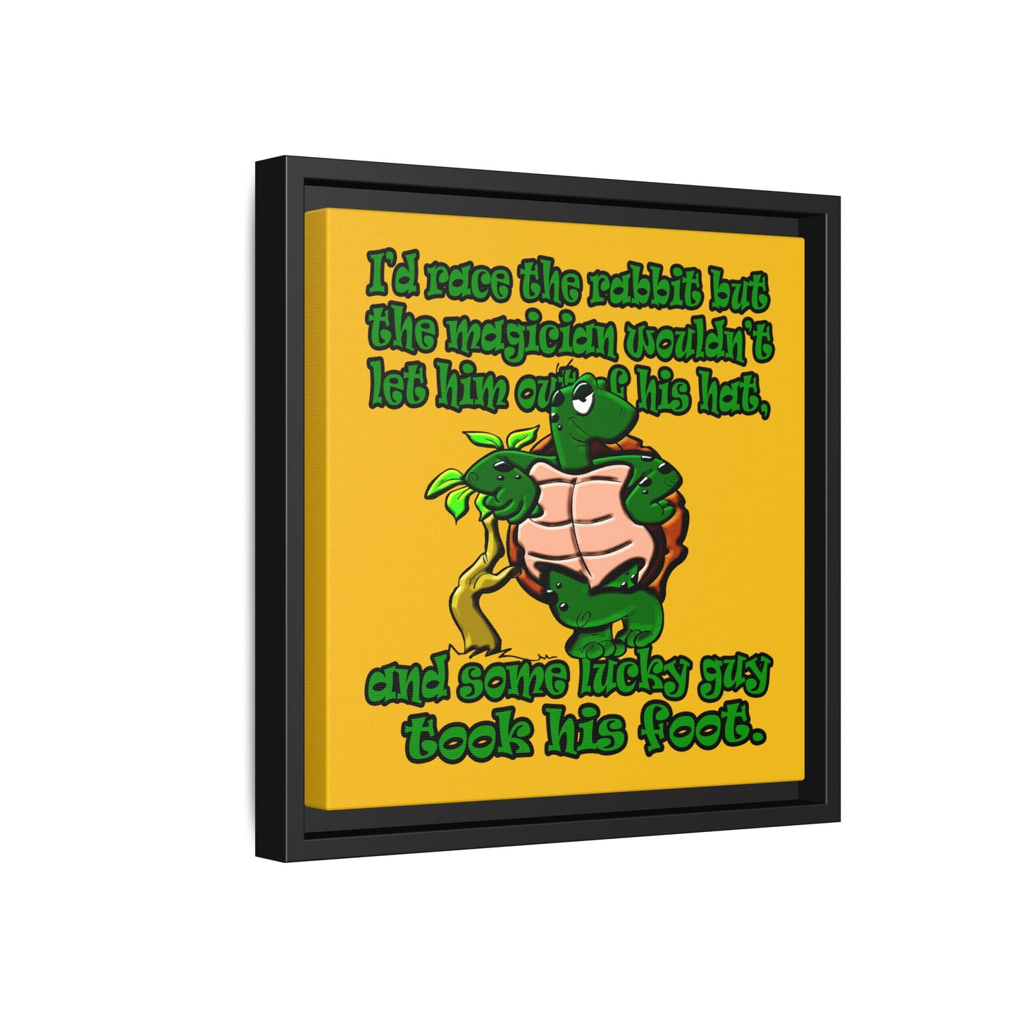 turtle race - framed canvas art (yellow)