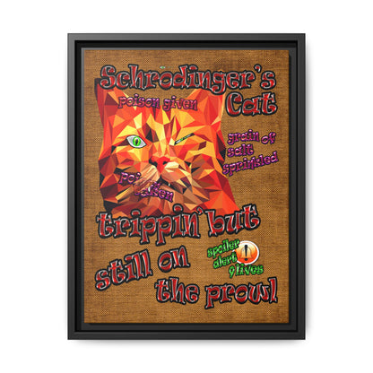schrodinger's cat - framed canvas art (brown papyrus)