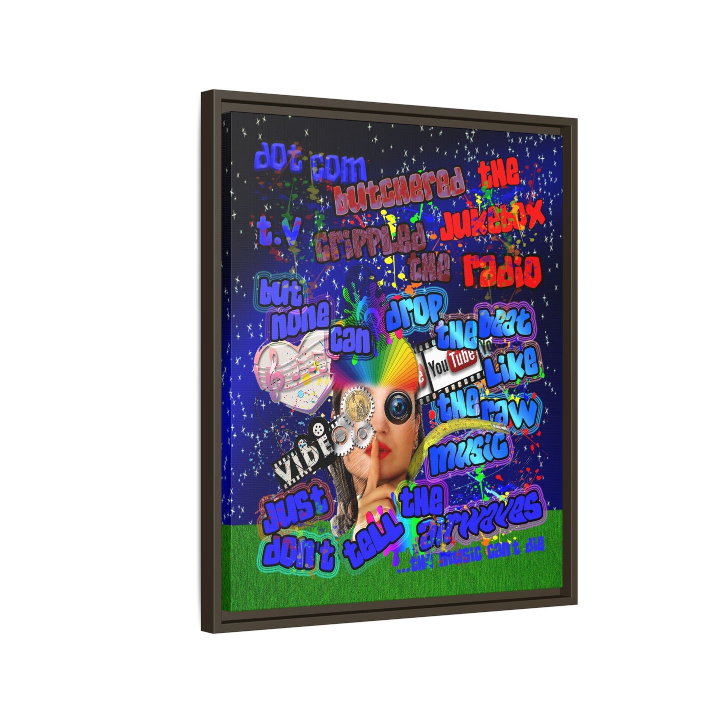 drop the beat - framed canvas art ('snoops' background)