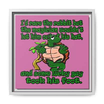 turtle race - framed canvas art (light pink)