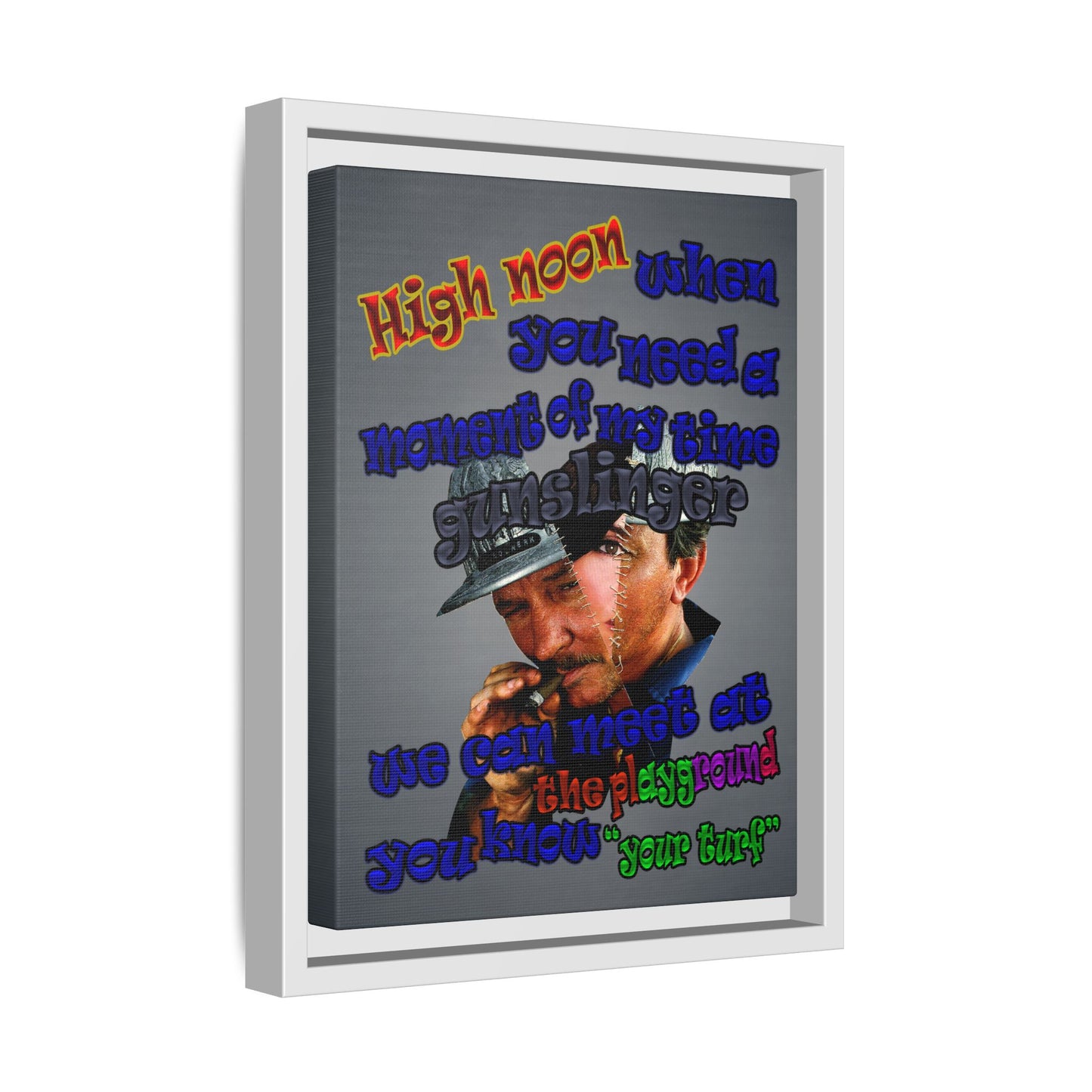 high noon - framed canvas art (grey-light grey)