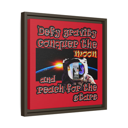 defy conquer reach - framed canvas art (dark red)