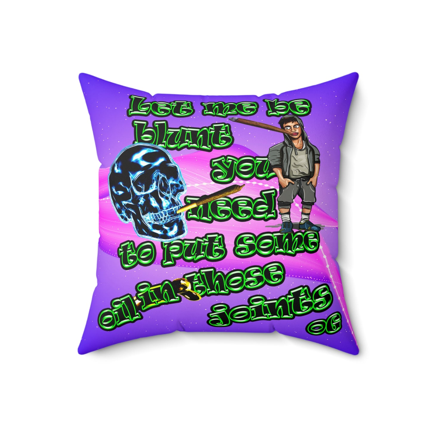 og - Faux Suede Square Pillow - (purple-pink wave)