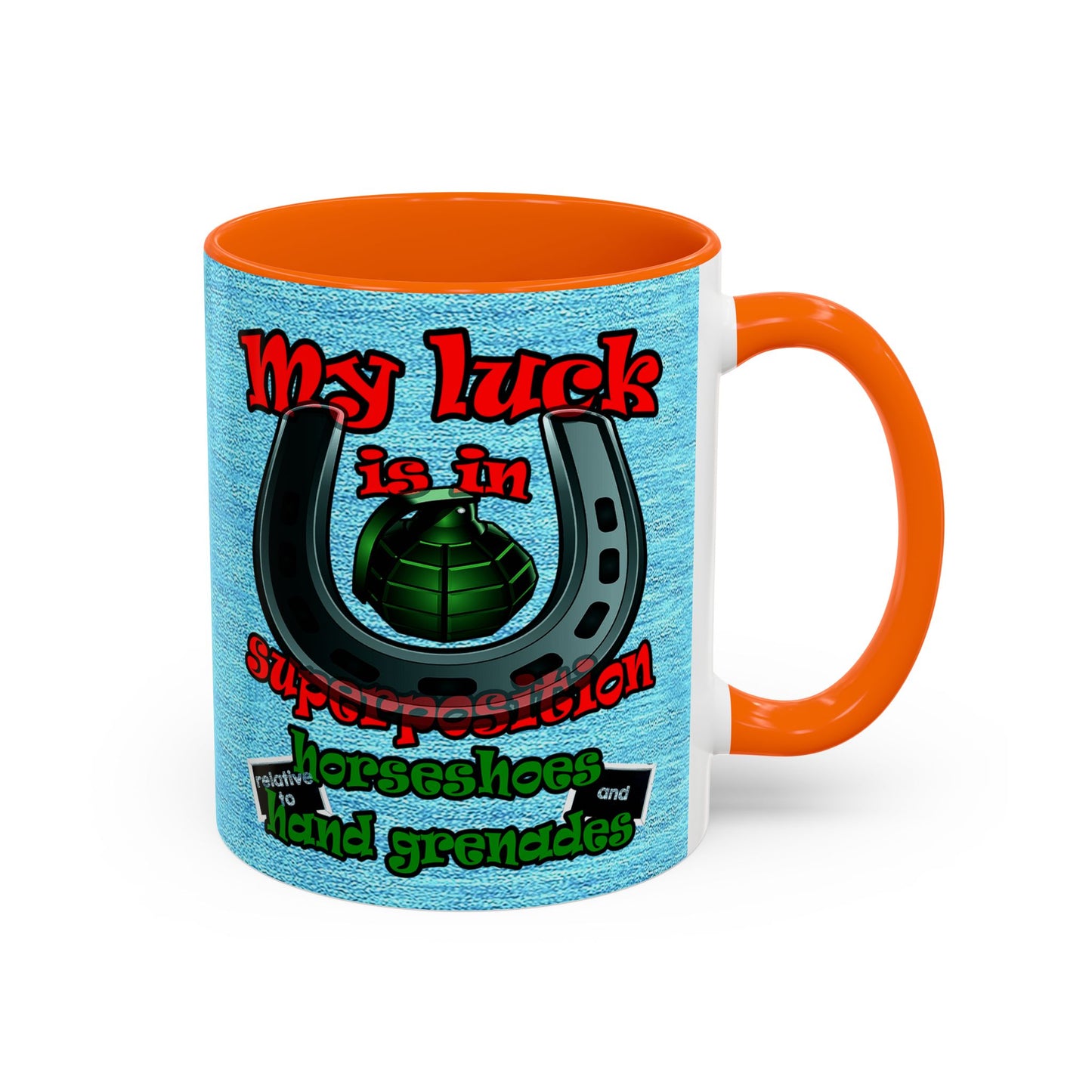 my luck - Accent Mug (faded dark blue)