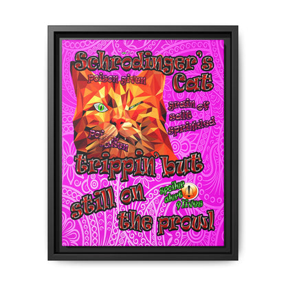 schrodinger's cat - framed canvas art (pink swirl)