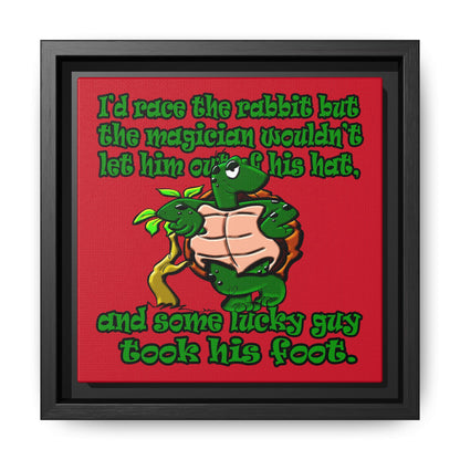 turtle race - framed canvas art (dark red)