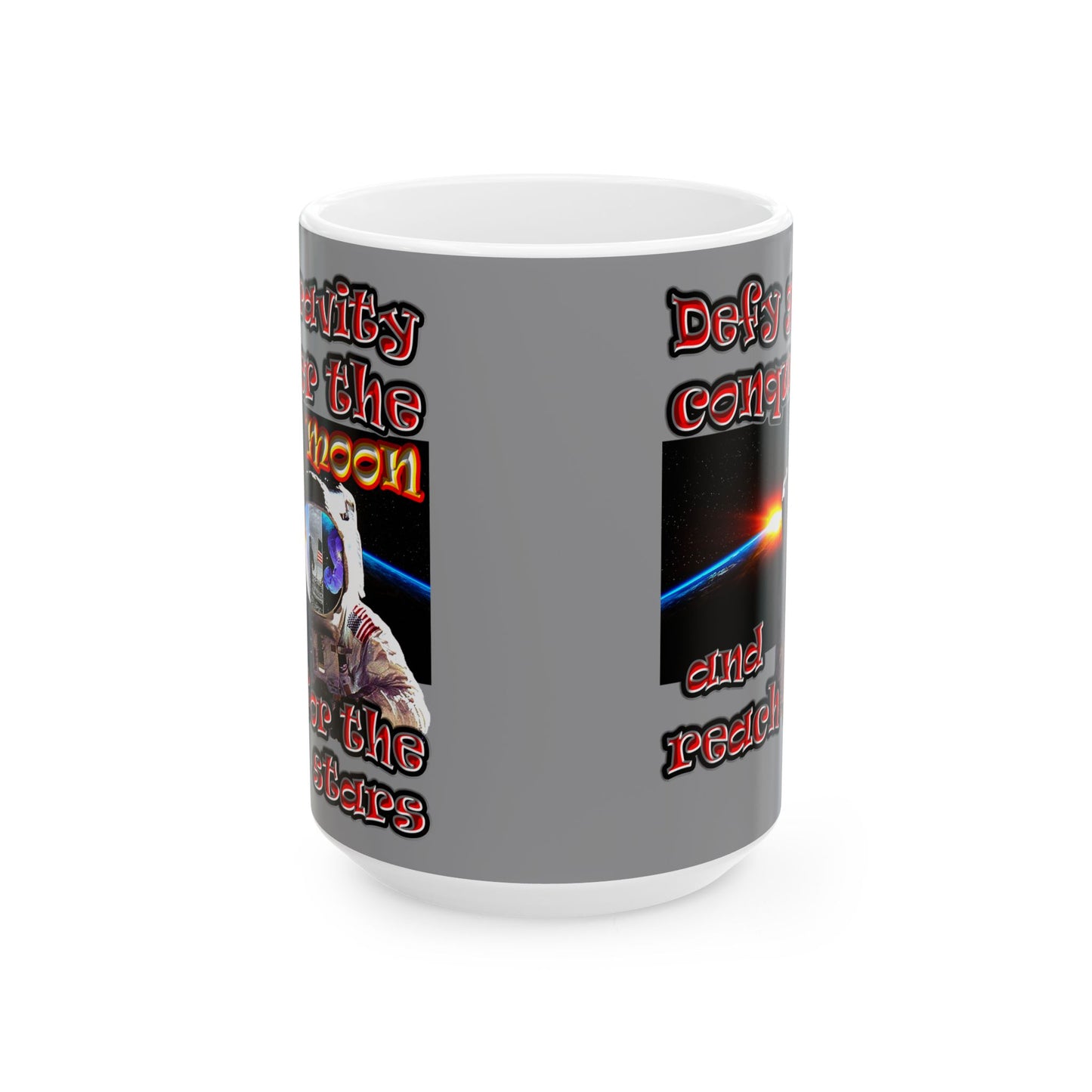 defy conquer reach - White Mug (grey)