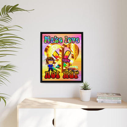 love peace - framed canvas art (color blur)