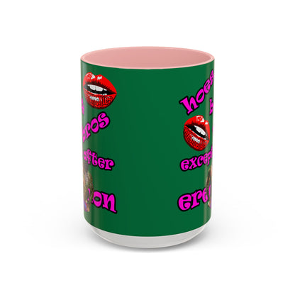 hoes b4 bros - Accent Mug (dark green)