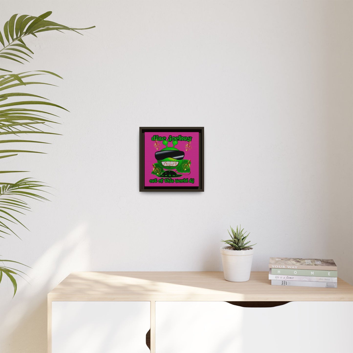 disc jockey - framed canvas art (pink)