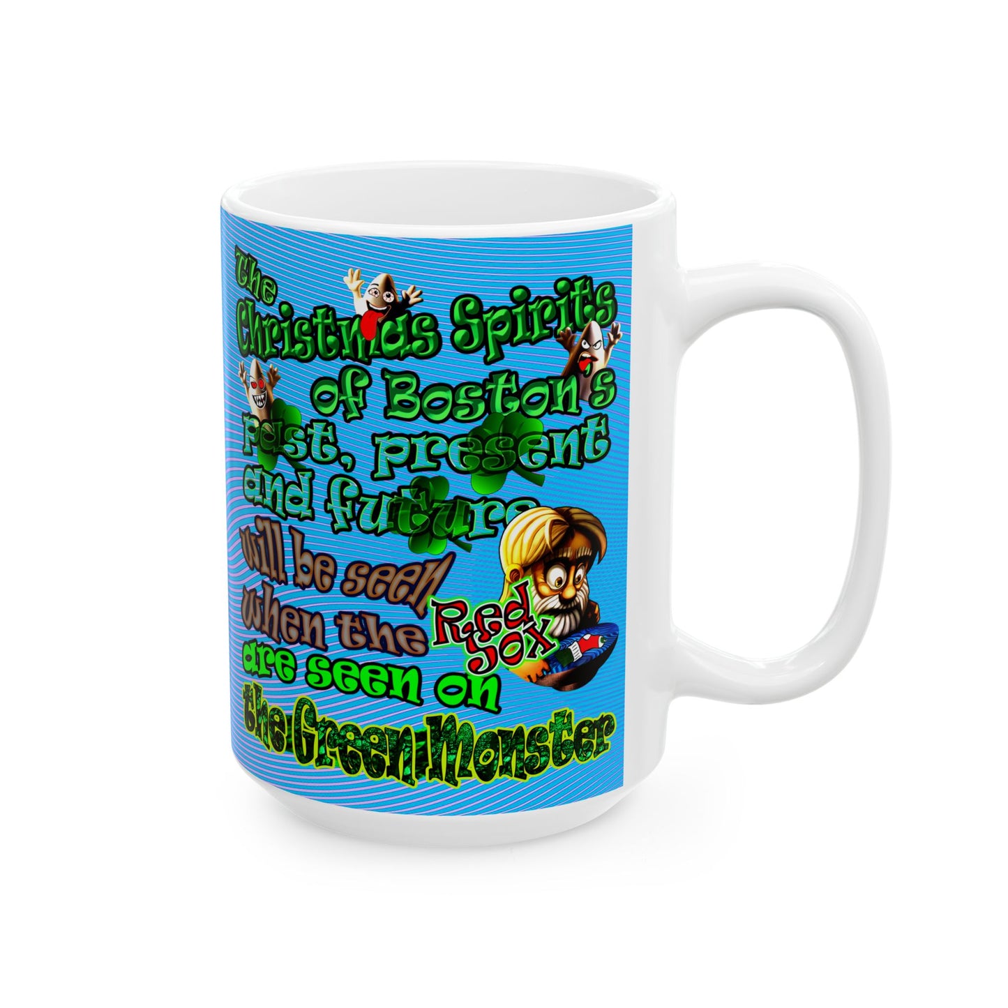 christmas spirits of boston - White Mug (light blue-purple wave)