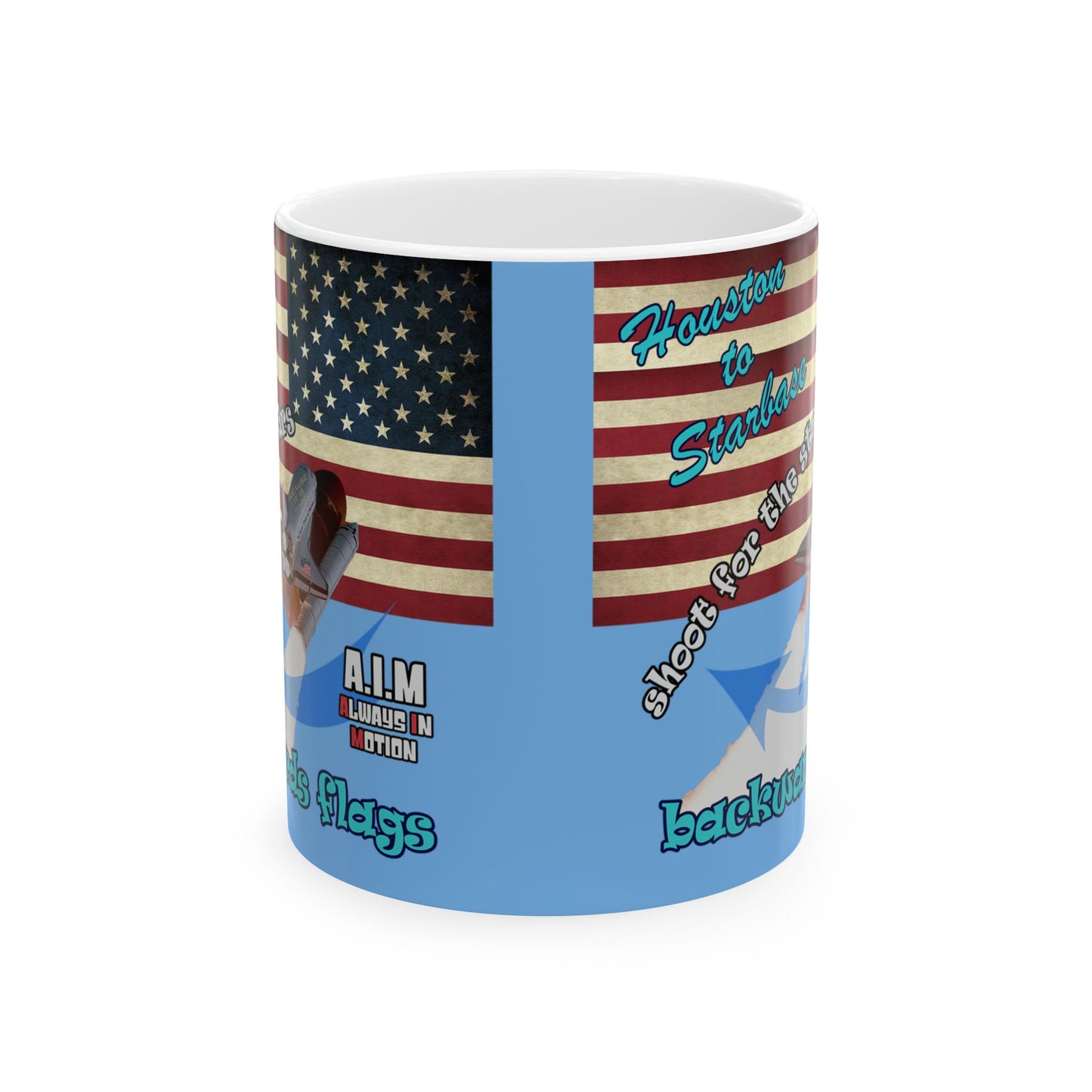 shoot for the stars - White Mug (light blue)