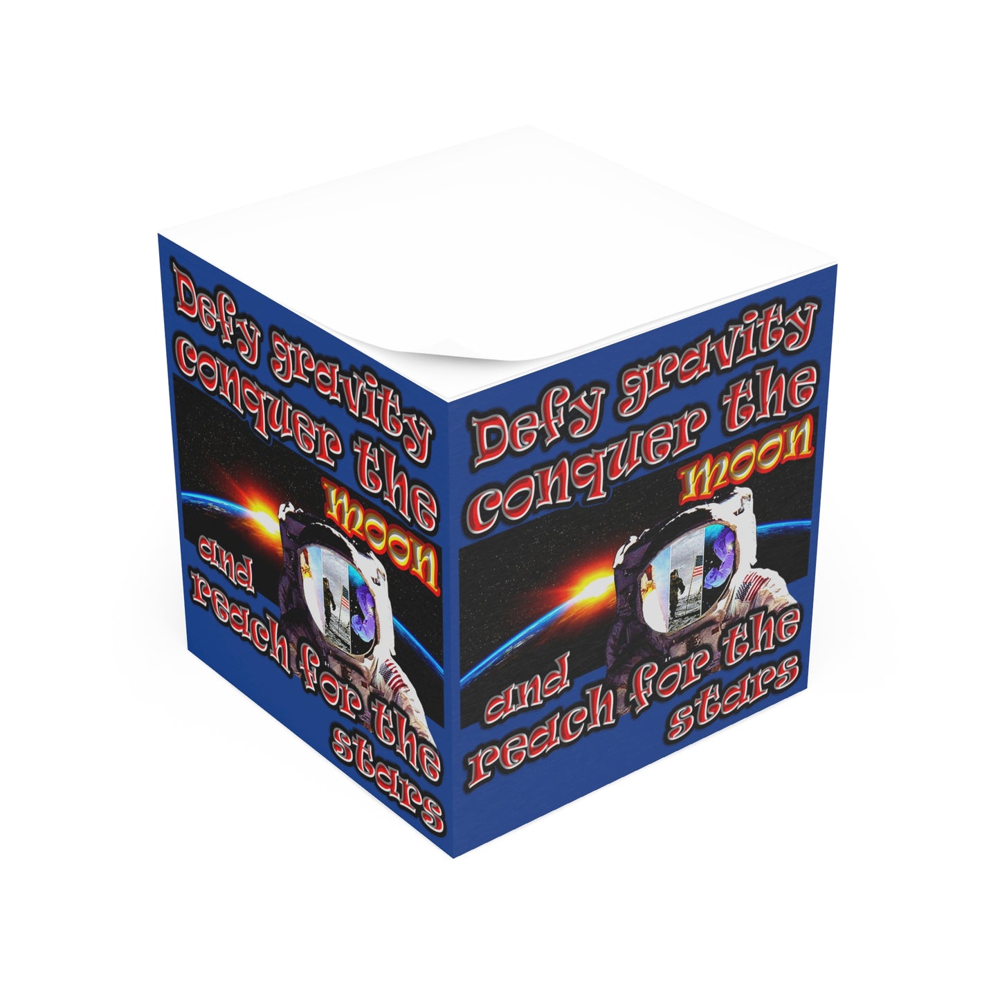 defy conquer reach - note cube (dark blue)