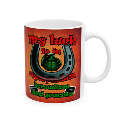 my luck - White Mug (burnt orange)