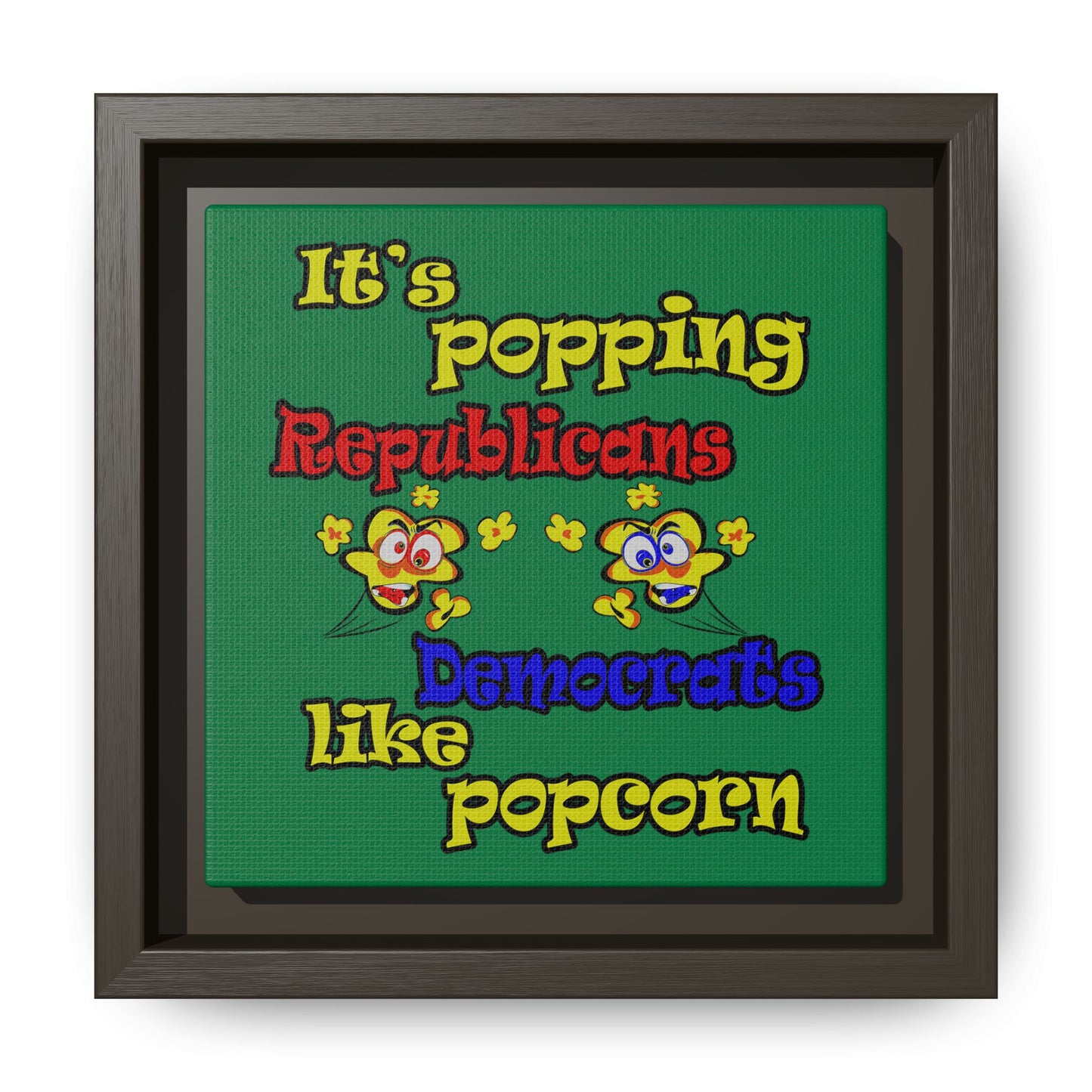 popping like popcorn - framed canvas art (dark green)