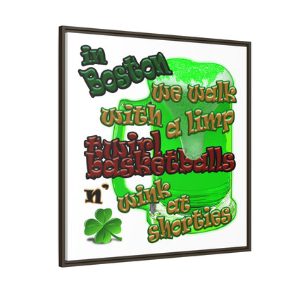 celtics logo - framed canvas art (white)