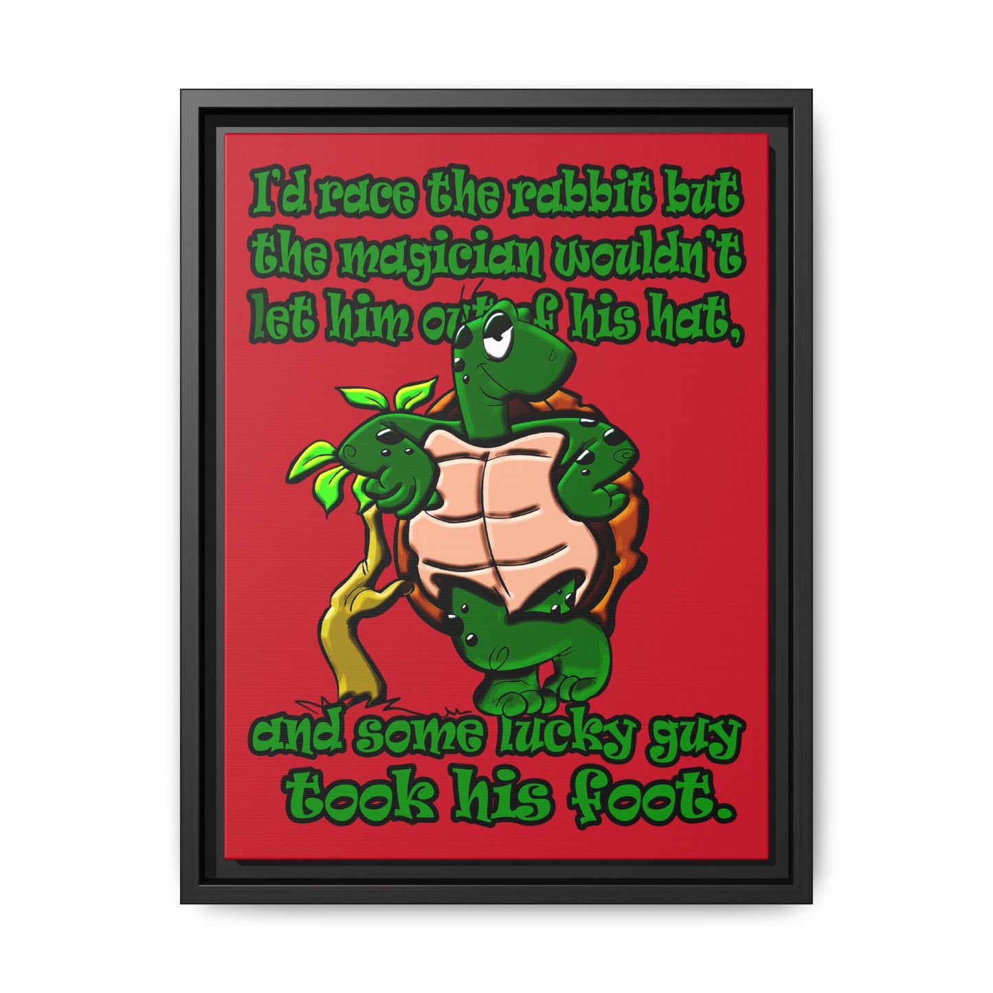 turtle race - framed canvas art (dark red)