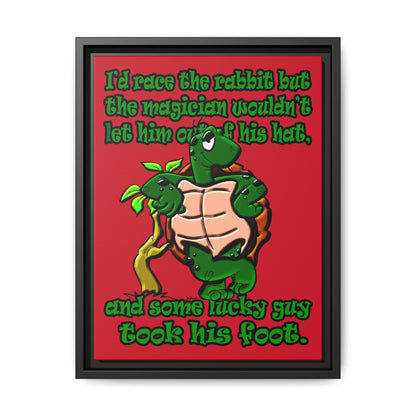 turtle race - framed canvas art (dark red)
