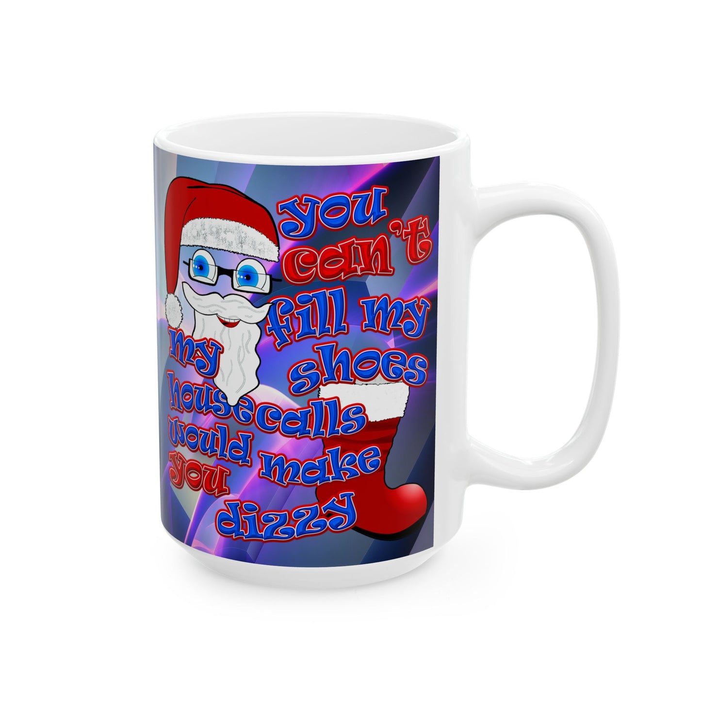 santa's shoes - White Mug (grey-pink wave)