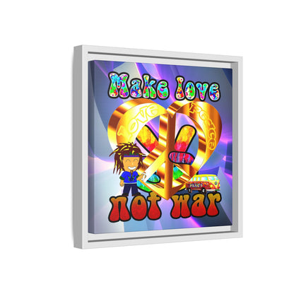 love peace - framed canvas art (grey-pink wave)