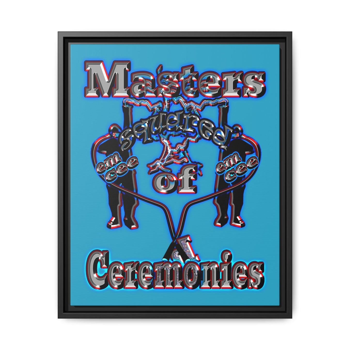 em cee squared - framed canvas art (turquoise)