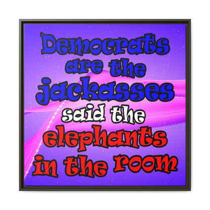 donkeys and elephants - framed canvas art (purple-pink wave)