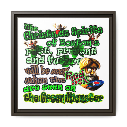 christmas spirits of boston - framed canvas art (white)