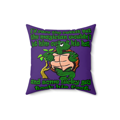 turtle race - Faux Suede Square Pillow - (purple)